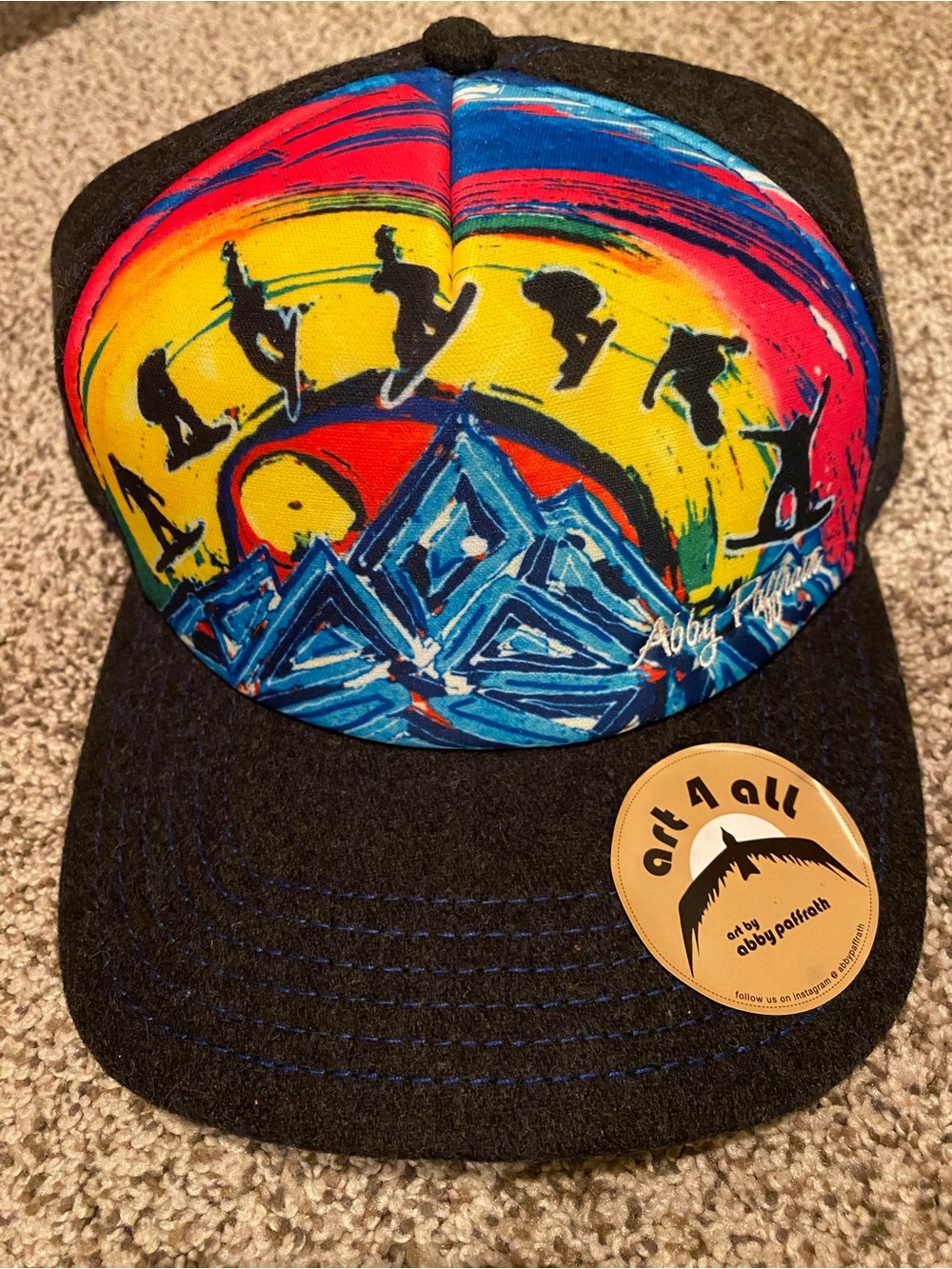Art 4 All by Abby Paffrath Colorful Sunrise Snowboarder Hat NEW